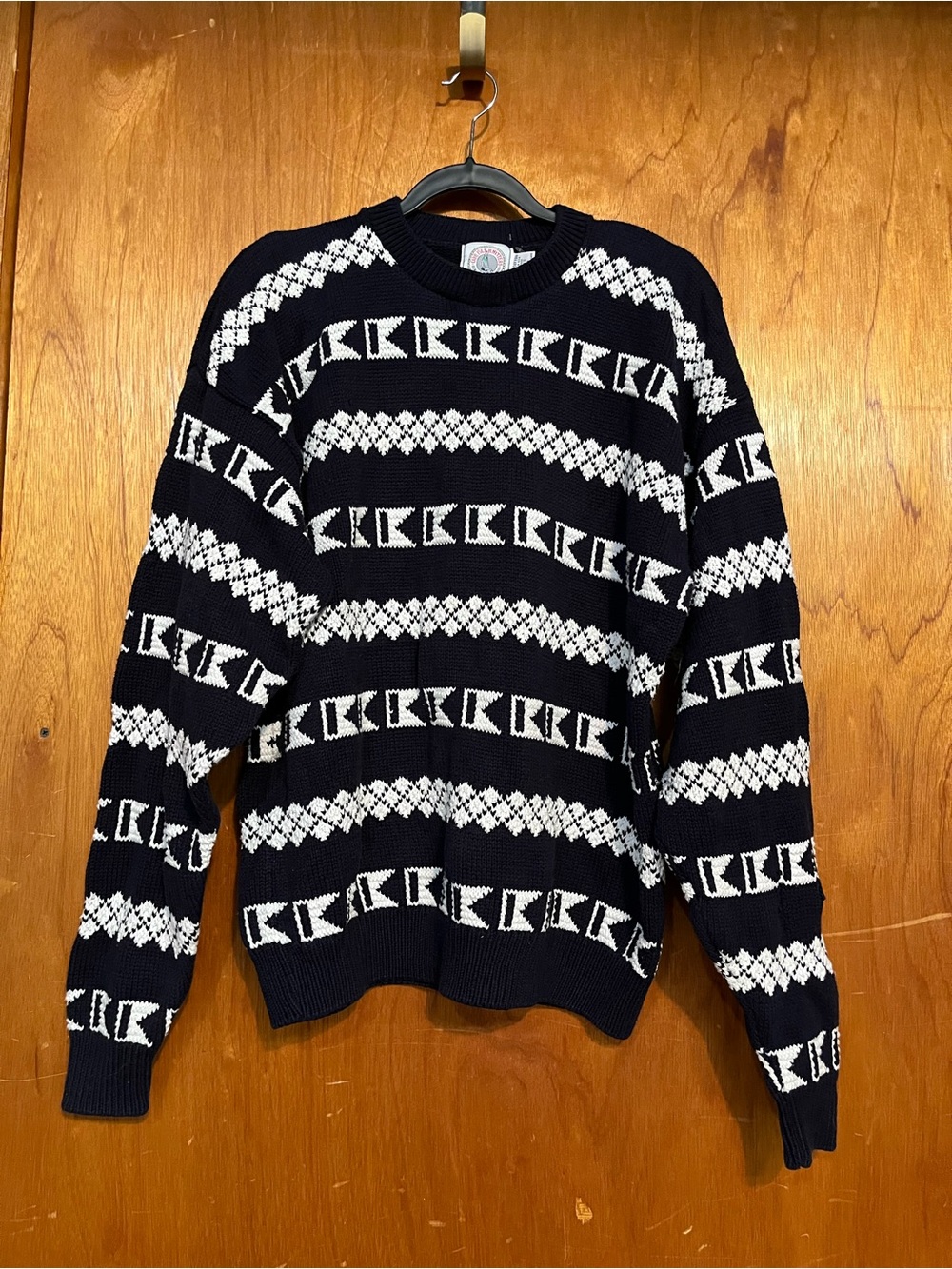 Vintage Cape Isle Knitters 100% cotton nautical sailing sweater men’s L NEW